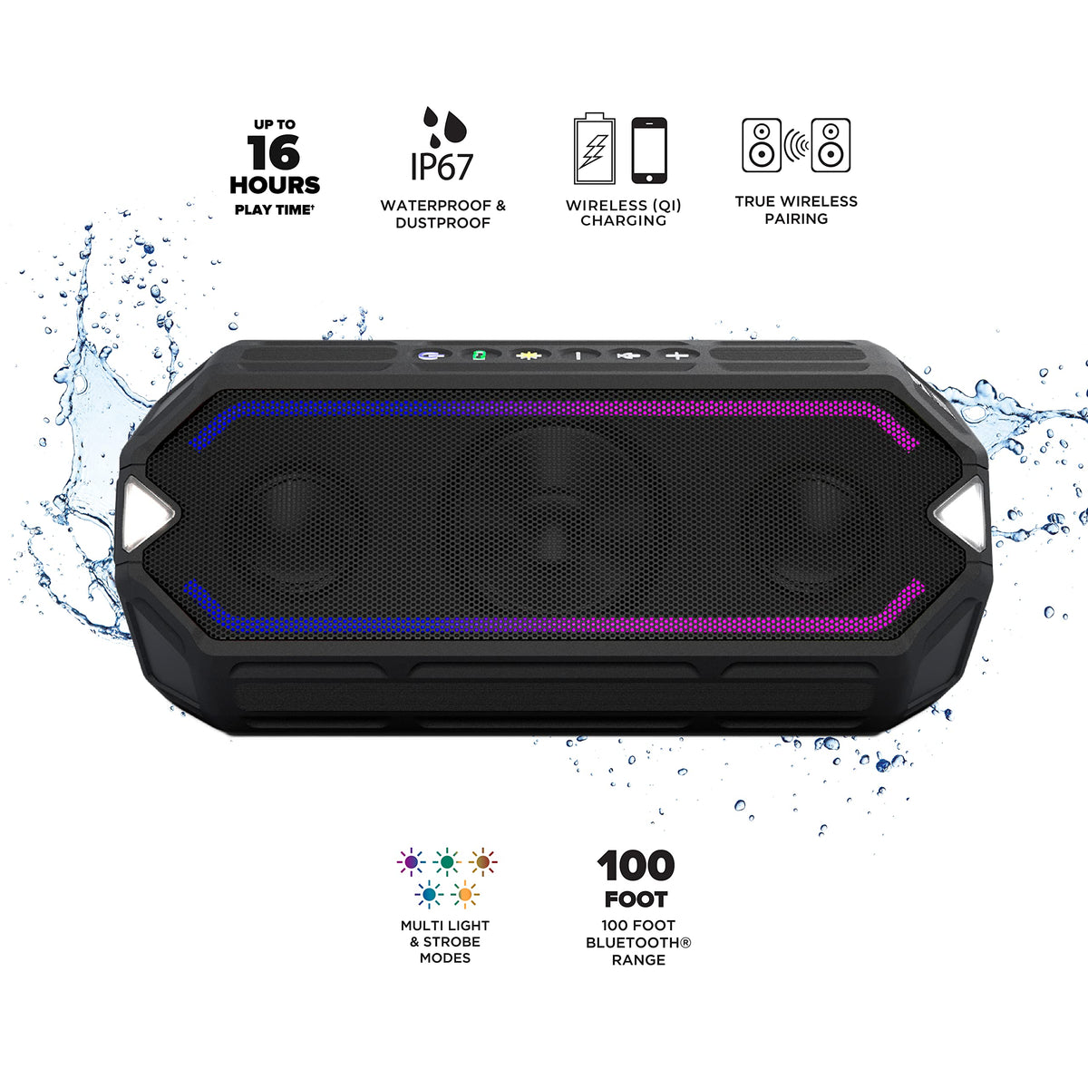 Black Waterproof Portable Bluetooth Speaker Y534081