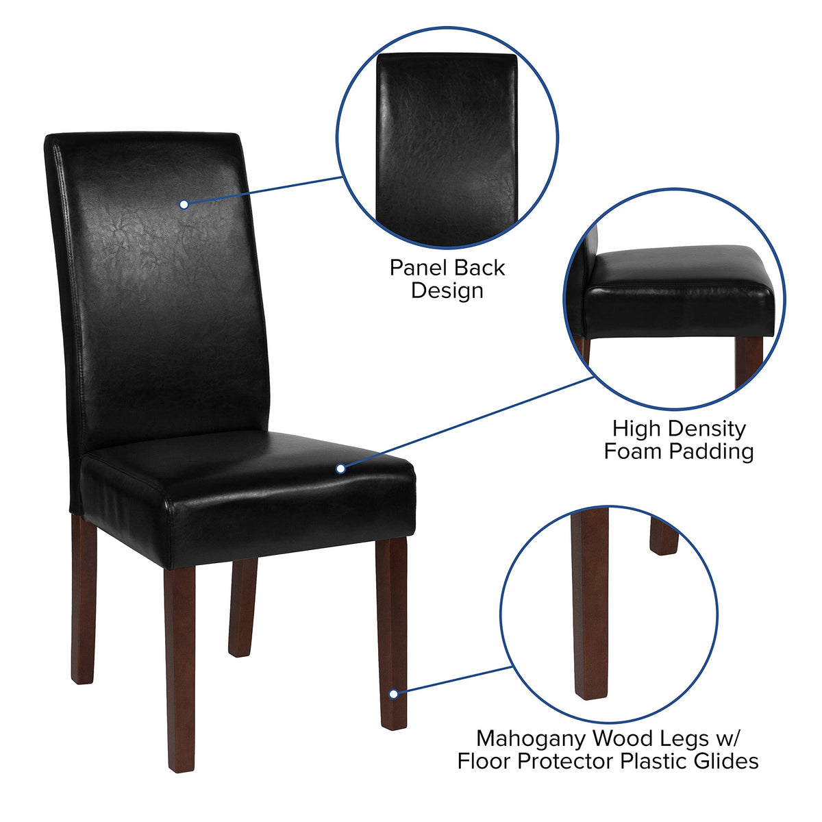 Black Faux Leather Parsons Chair 6-Pack J156