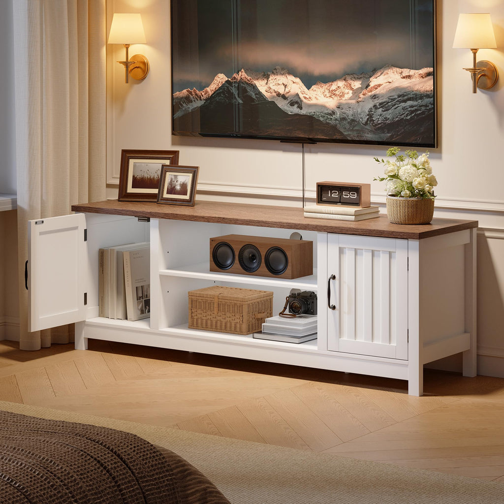 54" TV Stand with Storage Cabinet and Open Shelves P2555