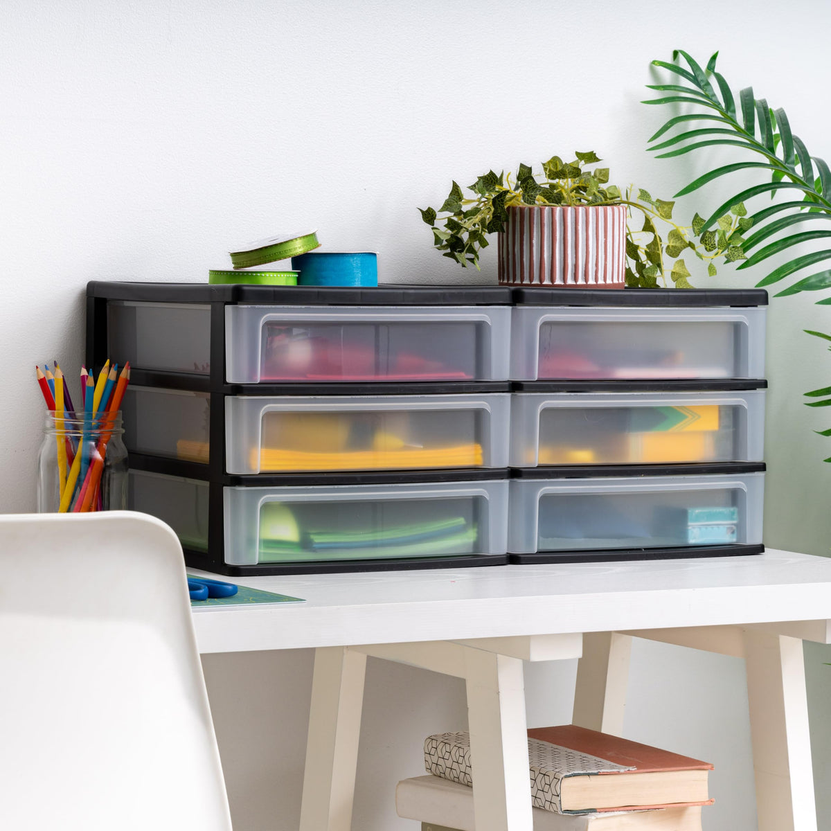 Black 3-Drawer Plastic Desktop Organizer I19495