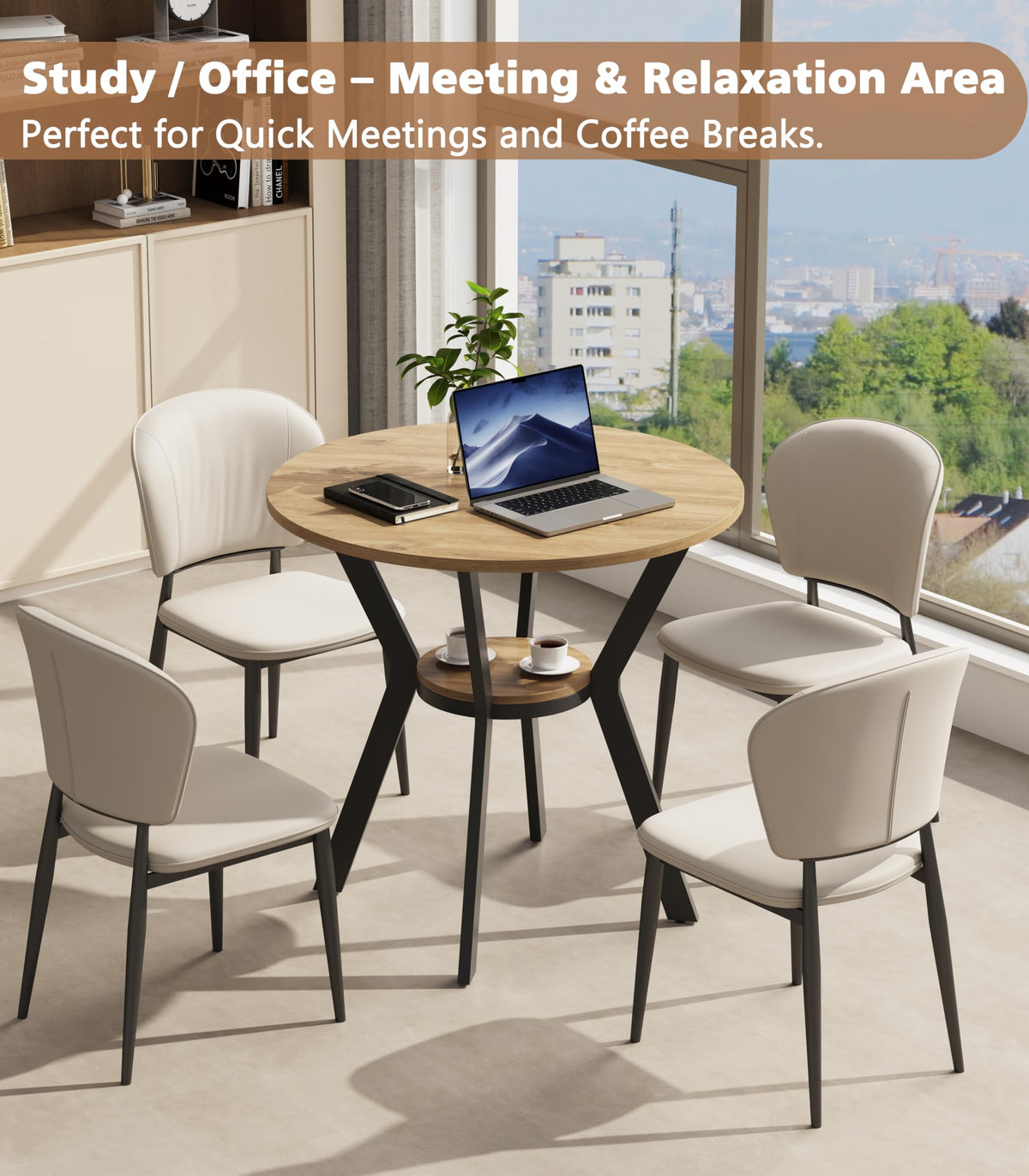 31.5" Round Kitchen Table with Storage V950