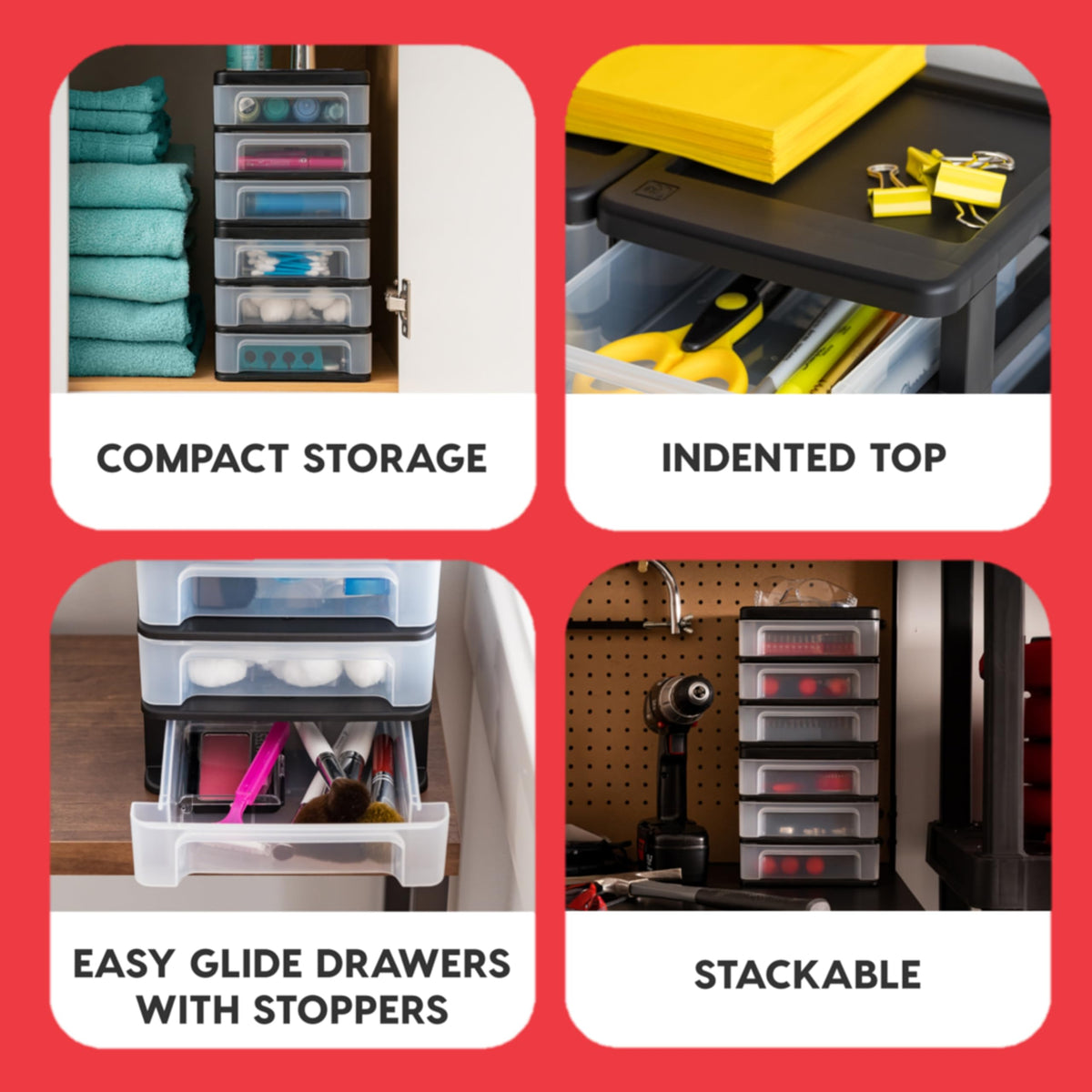 Black 3-Drawer Plastic Desktop Organizer I19495