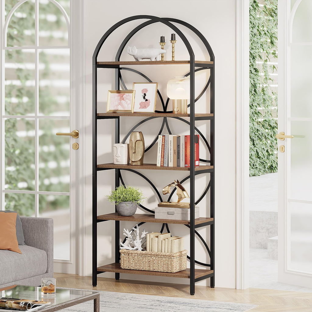75 Inch Tall Arched 5-Tier Bookshelf H491968