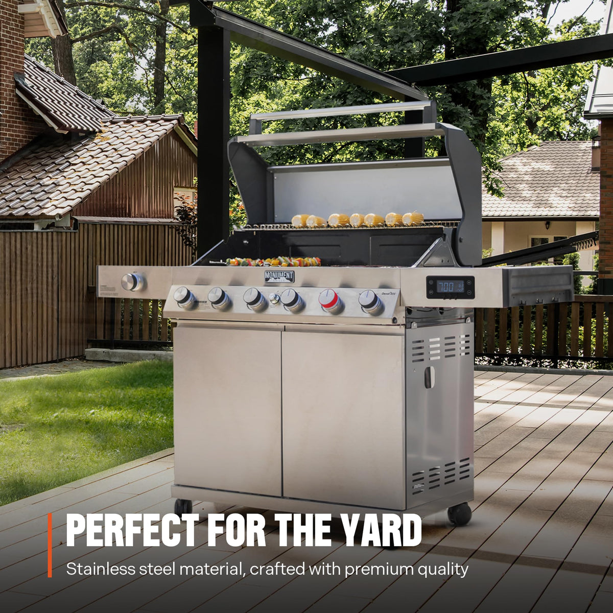 6+1 Burner Propane Gas Grill with Cover and Rotisserie Kit O237446