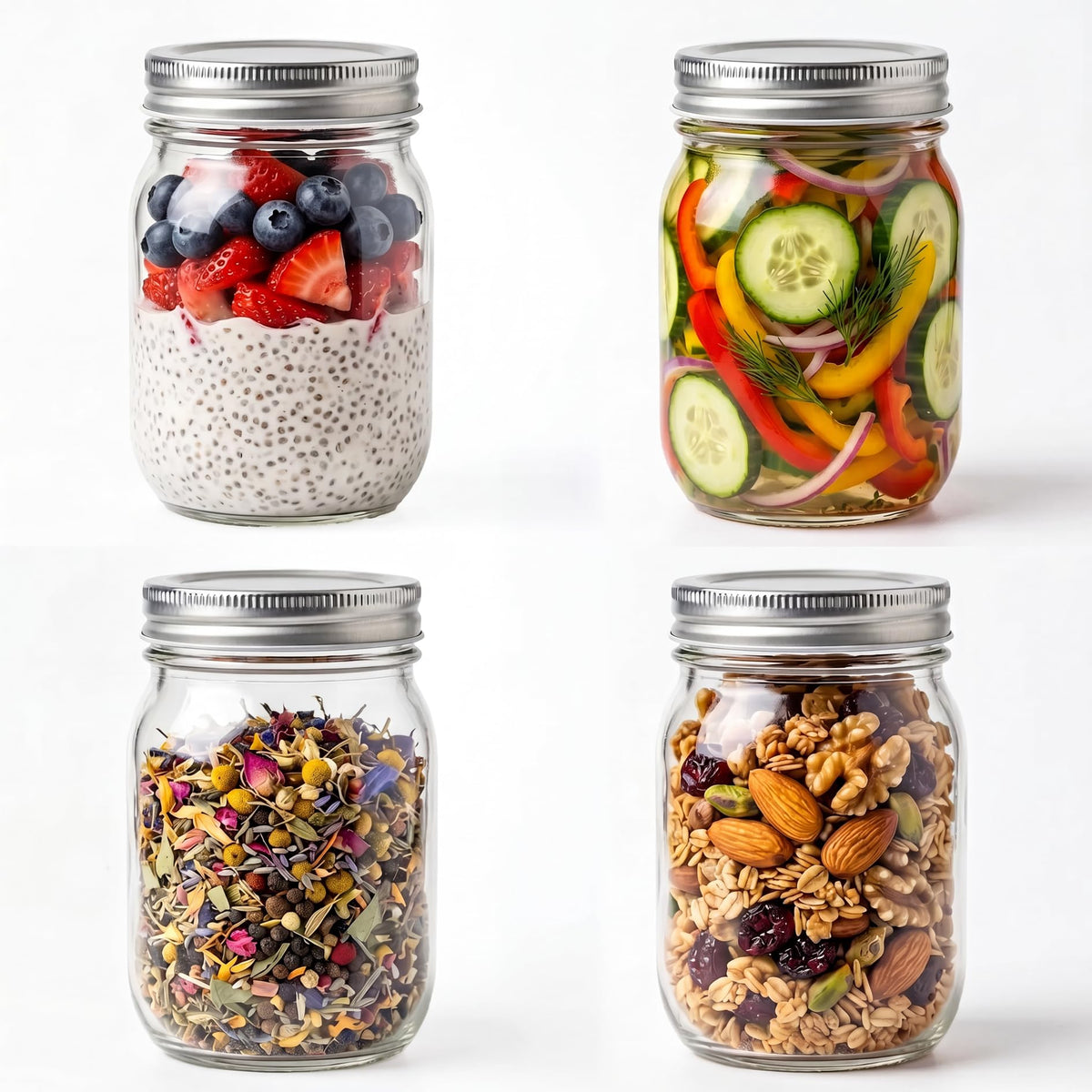 16 oz Clear Glass Mason Jars with Lids L393