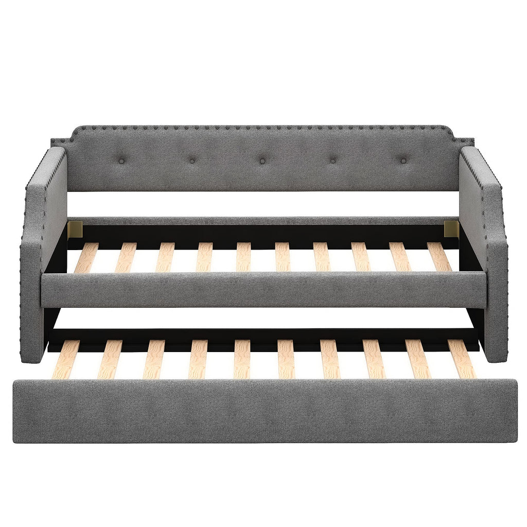 Twin Tufted Upholstered Daybed with Trundle H15832