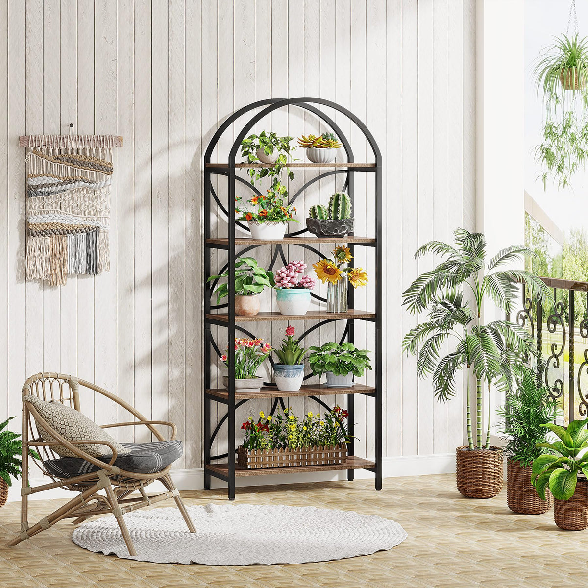 75 Inch Tall Arched 5-Tier Bookshelf H491968