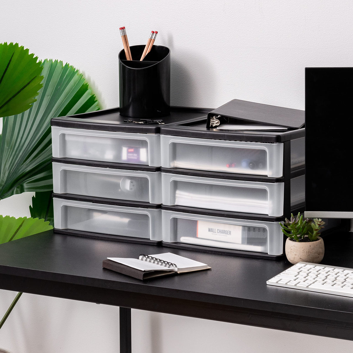 Black 3-Drawer Plastic Desktop Organizer I19495