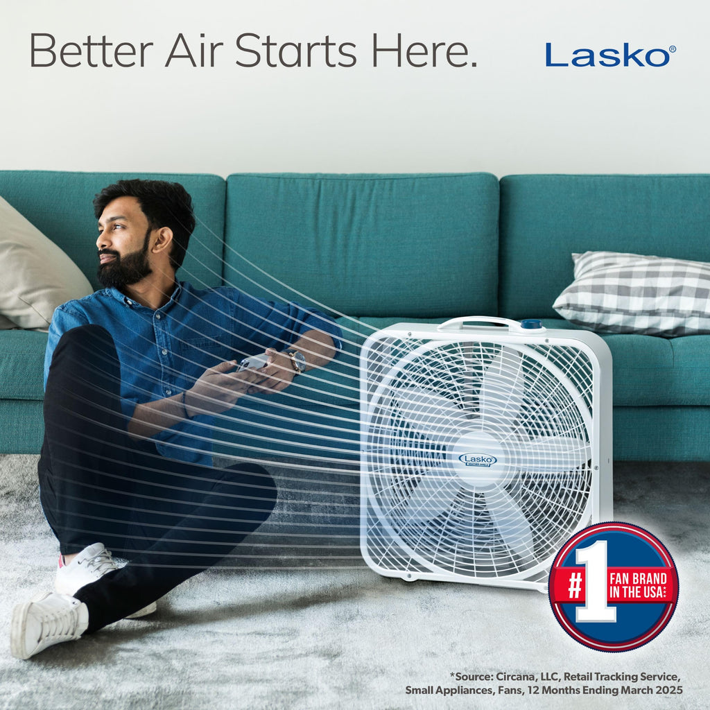 20 Inch 3 Speeds White Box Fan with Carry Handle M66998