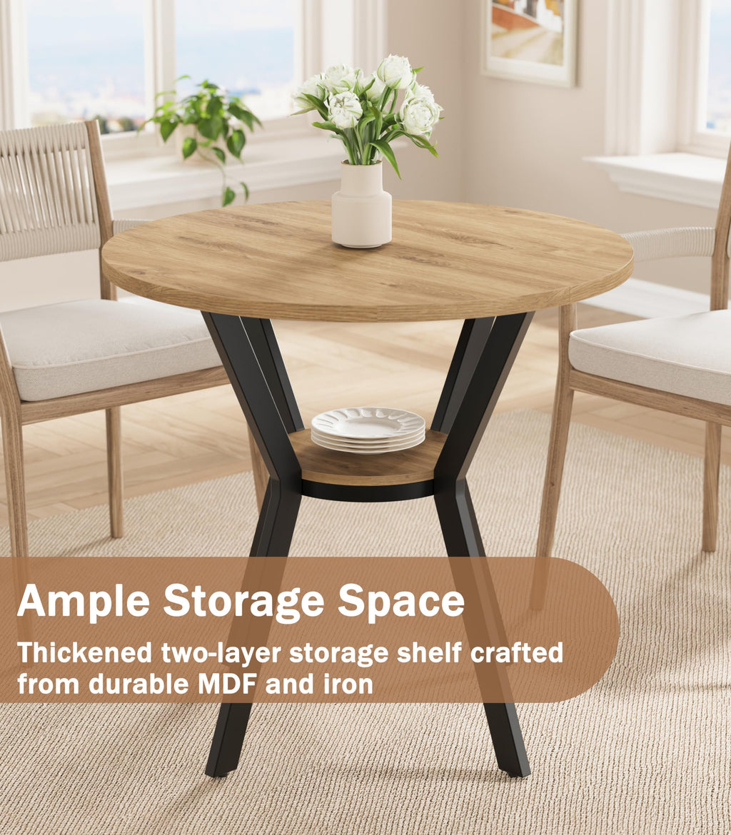 31.5" Round Kitchen Table with Storage V950