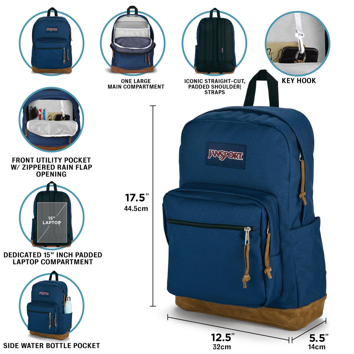 Black Backpack with Padded 15" Laptop Sleeve J8899