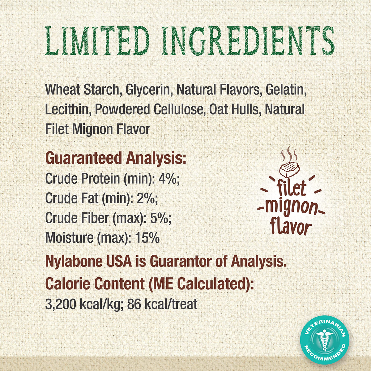 Filet Mignon Flavor Dog Dental Treats 40 Count F5980