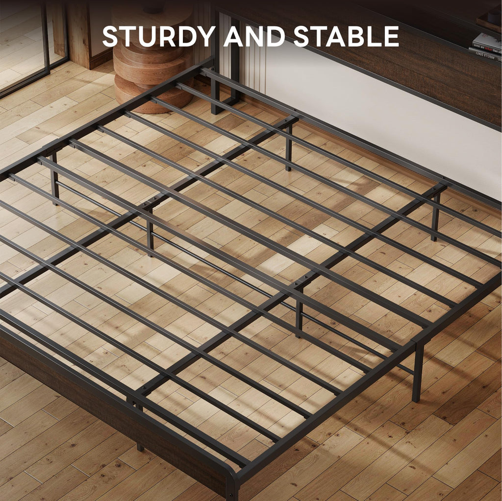 California King Bed Frames with Storage Shelf Headboard C9990