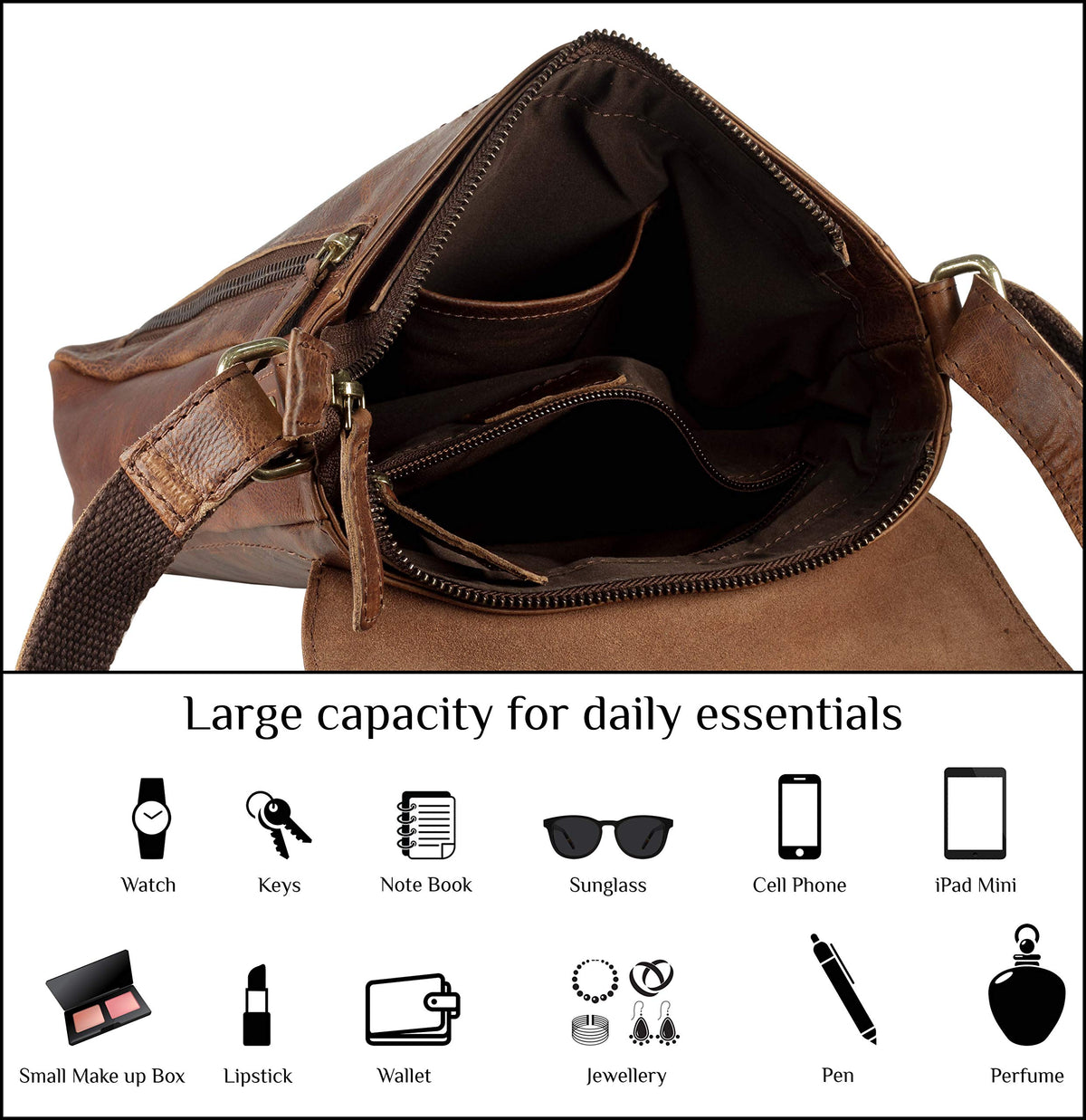 Genuine Leather Crossbody Purse and Handbags Z511